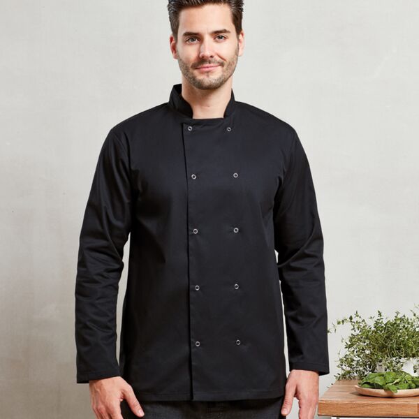 Premier Unisex Long Sleeve Stud Front Chef's Jacket Thumbnail